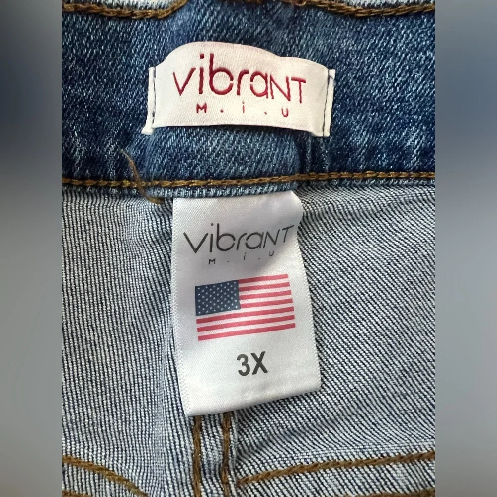 Vibrant MIU Shorts Women 3X‎ Denim High Waist Stretch Blue C12 - Picture 4 of 8